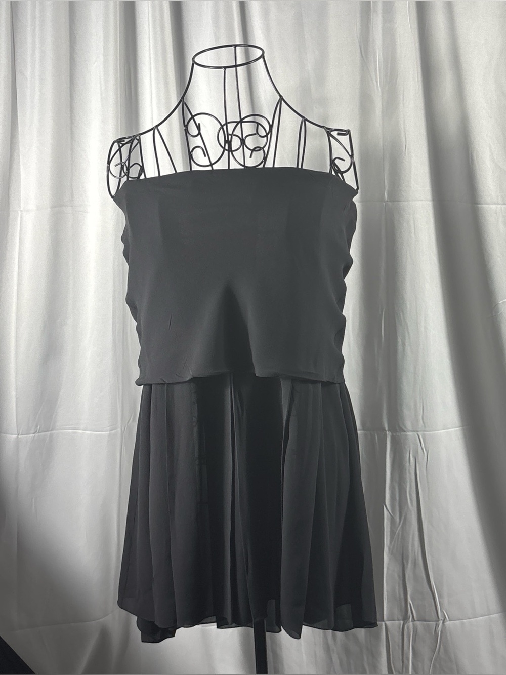 Prada Black Strapless Layered Chiffon Dress